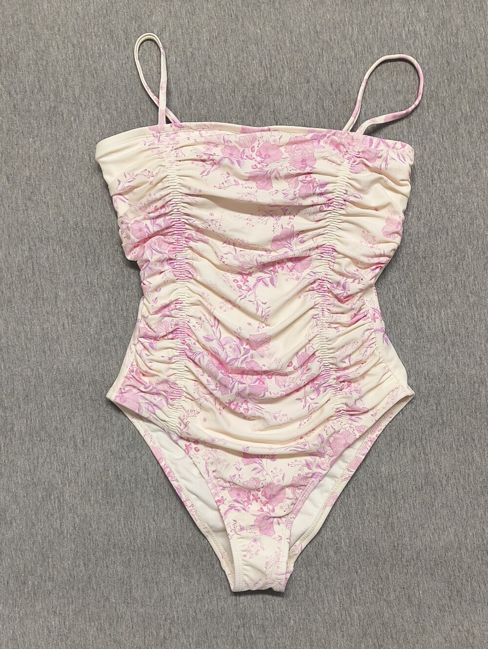 Shade & Shore Women’s Floral Print Tunneled One‑Piece Swimsuit – Pink (Size M)